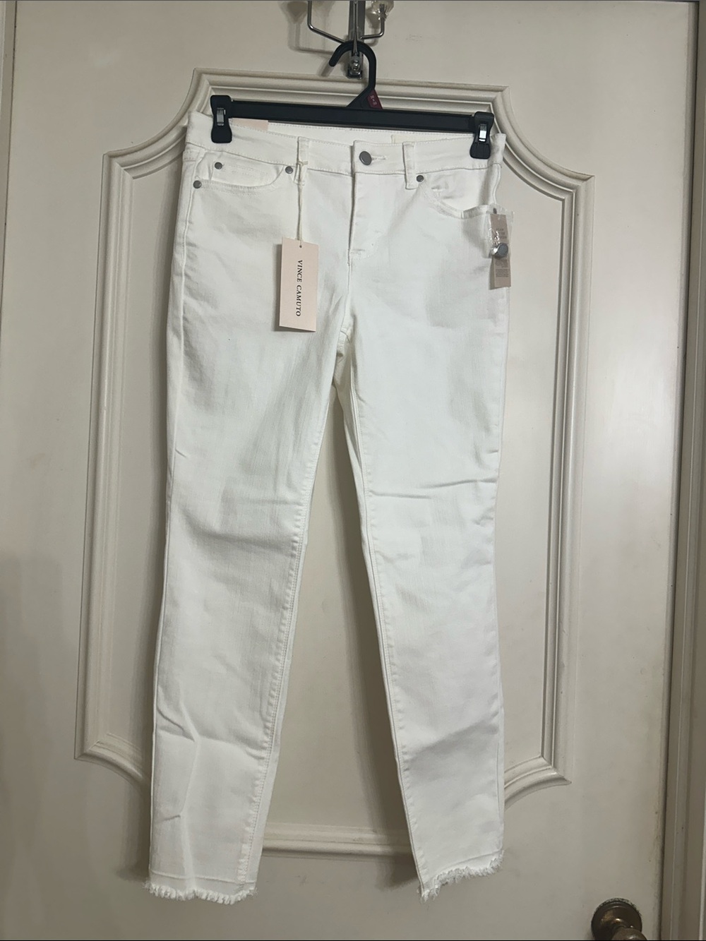 Vince Camuto Off-White Skinny Jeans with Raw Hem